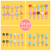 Cartoon new lovely wall decoration hemp rope hanging wooden clip ornament hanging photo small wooden clip hanging wall