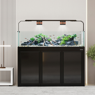 客厅超白造景底滤鱼缸 2025新款 森森新款 极窄溢流溪流缸鱼缸