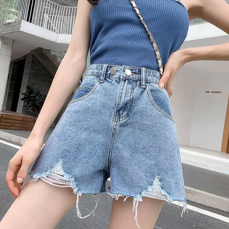 毛边破洞牛仔短裤女美式复古高腰小个子性格辣妹宽松阔腿热裤夏天,女装/女士精品,牛仔裤,淘宝优惠券,粉丝福利购,淘宝优惠卷