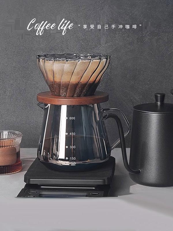 手煮咖啡壶集钻石分享壶公平杯耐热玻璃壶螺旋过滤杯滴漏斗