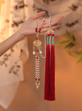 璎珞背云长款项链百搭明制古风旗袍汉服配饰平安锁流苏马面裙吊坠