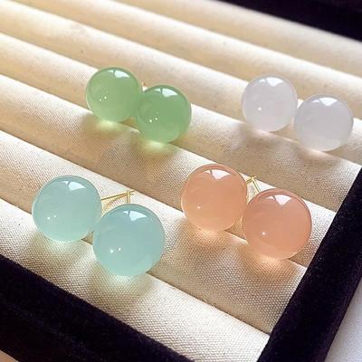 春夏甜美清新糖果色圆球银针耳钉女日韩简约风耳环多巴胺色系耳饰