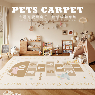 2025新款跳房子地垫儿童房间客厅阅读区玩耍地毯加厚仿羊绒床边毯