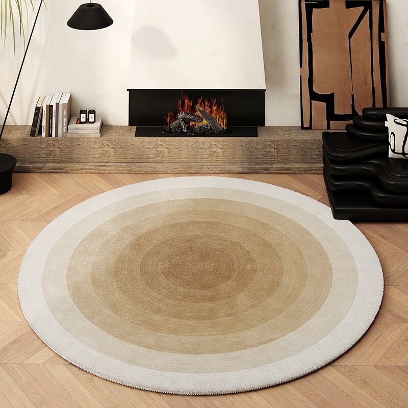 轻奢高级圆形梳妆台羊绒渐变地毯