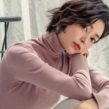 纯棉磨毛高领打底衫女秋冬2020春季新款潮洋气长袖半高领黑色内搭