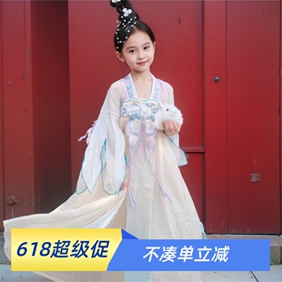 女童汉服春秋新款儿童襦裙古风唐朝连衣裙舞蹈演出服嫦娥蝴蝶仙子