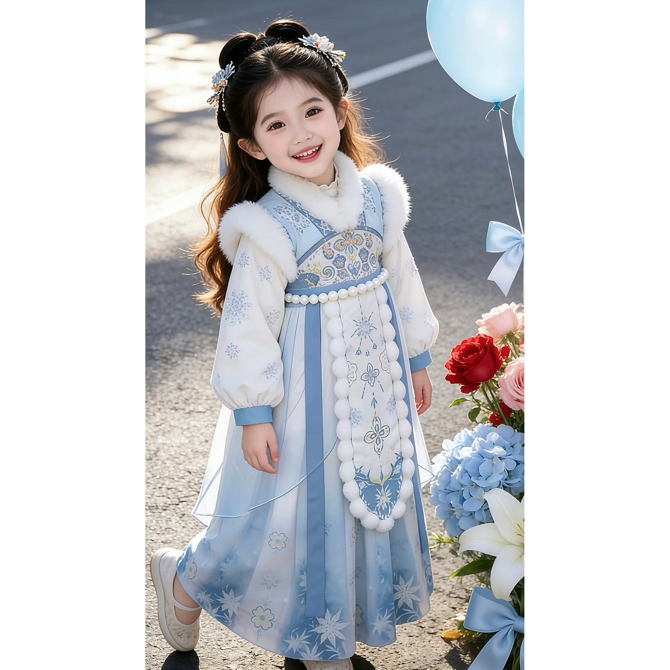 清冷感古装儿童汉服女童唐制刺绣连衣公主裙中国风小女孩加绒保暖,童装/婴儿装/亲子装,汉服,淘宝优惠券,粉丝福利购,淘宝优惠卷