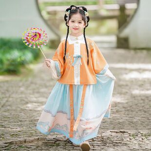 女童汉服中国风对襟古装小女孩明制三件套儿童唐宋代银杏三件春秋
