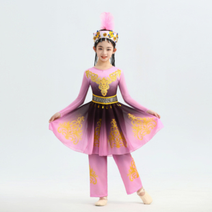 女童新疆舞蹈演出服儿童维族民族舞蹈服装艺考独舞连衣裙裤子套装