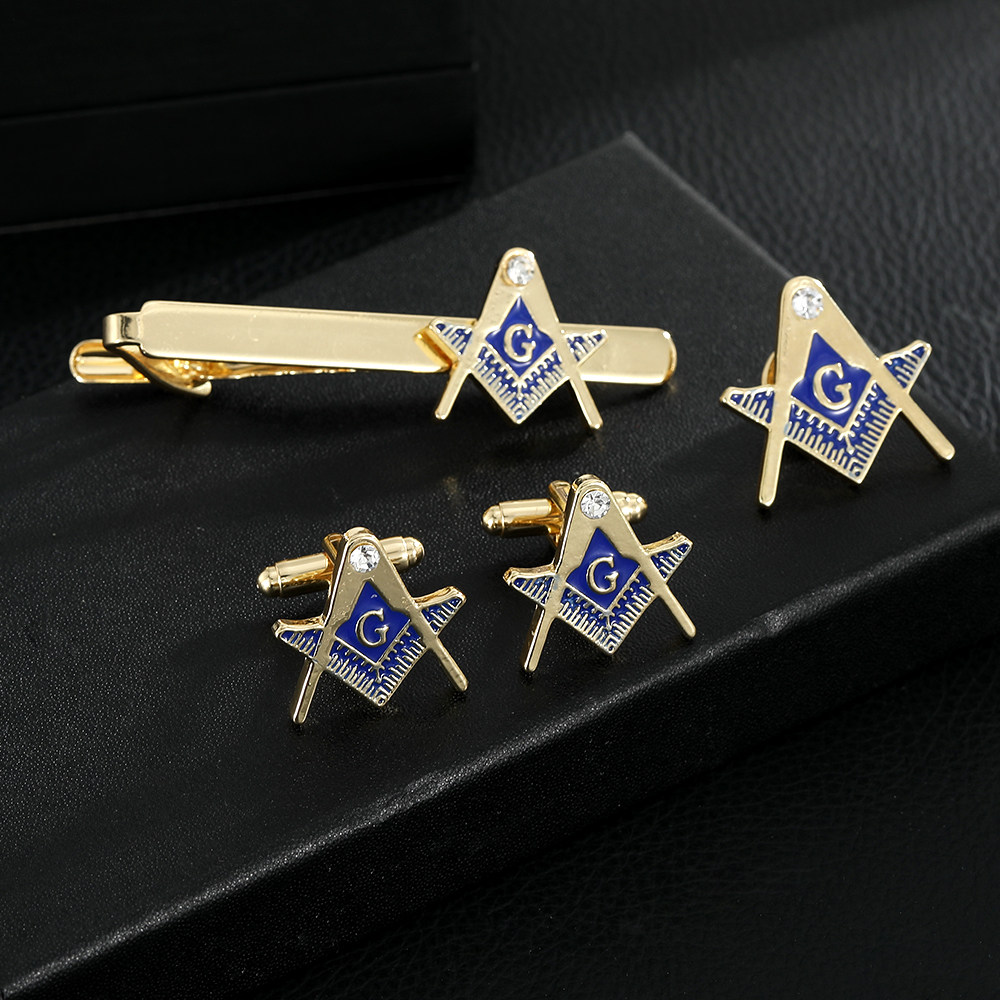 创意个性共济会方尺罗盘G胸针袖扣领带夹套装商务西装时尚配饰