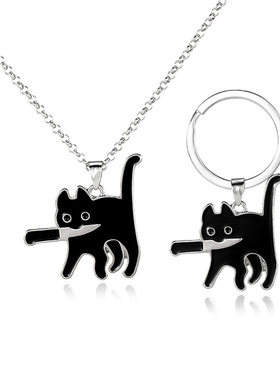 日韩ins卡通吊坠创意个性小黑猫