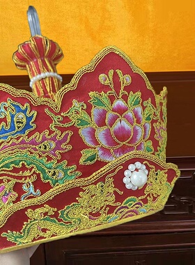 新品高档毗卢帽精美法师卢帽僧帽配五佛冠铁盒子手工全套刺绣佛具