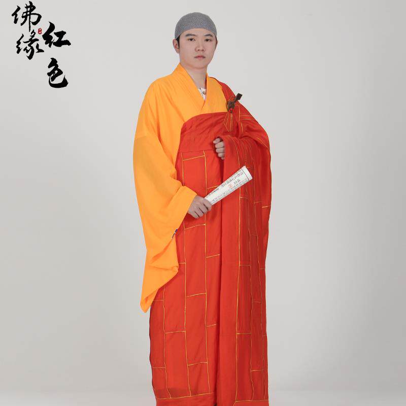 新款师傅祖衣天丝袈裟四季金边出家人海青佛衣大褂法衣搭衣和尚衣