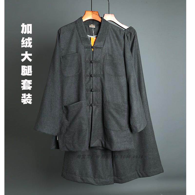 特卖冬季加绒保暖呢子免绑腿短褂僧服秋冬棉服加厚毛呢衣祥仁小褂