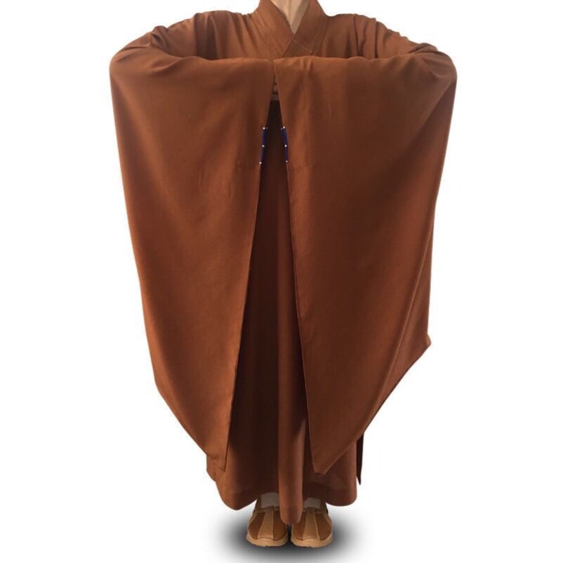 新品缘清莲广袖海青僧服男居士服姜土黄咖色宽袖海清僧衣出家人男