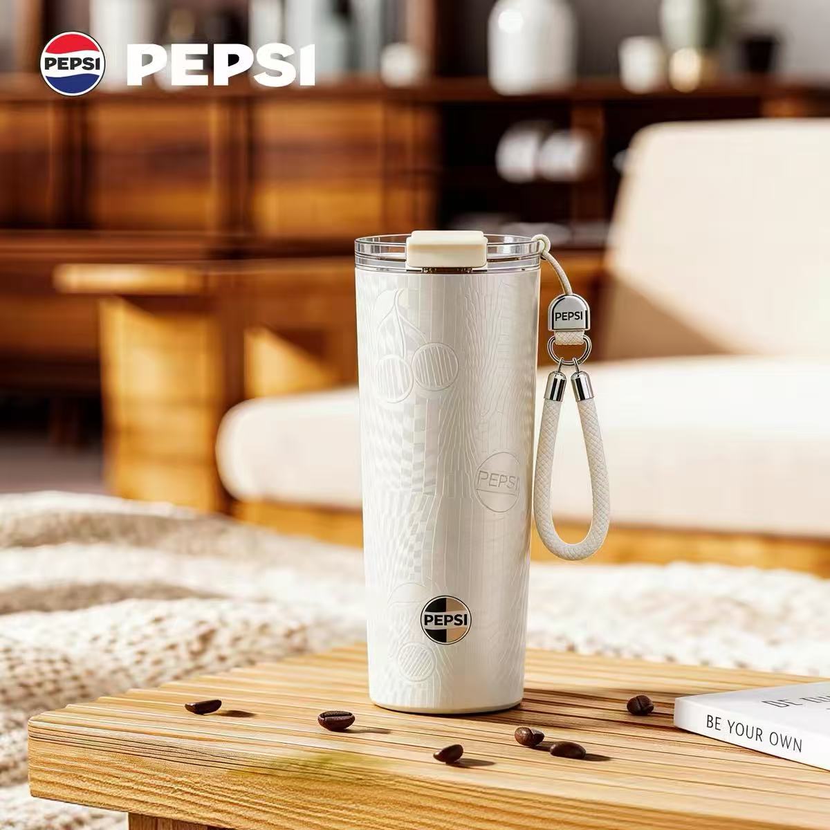 PEPSI百事可乐保温杯随行便携咖啡杯吸管水杯316不锈钢男女高颜值