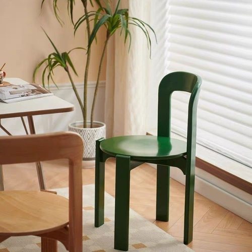 实木餐椅家用客厅彩色中古椅子