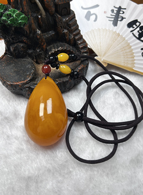 天然原矿新蜜双面水滴素绳款吊坠毛衣链时尚百搭款