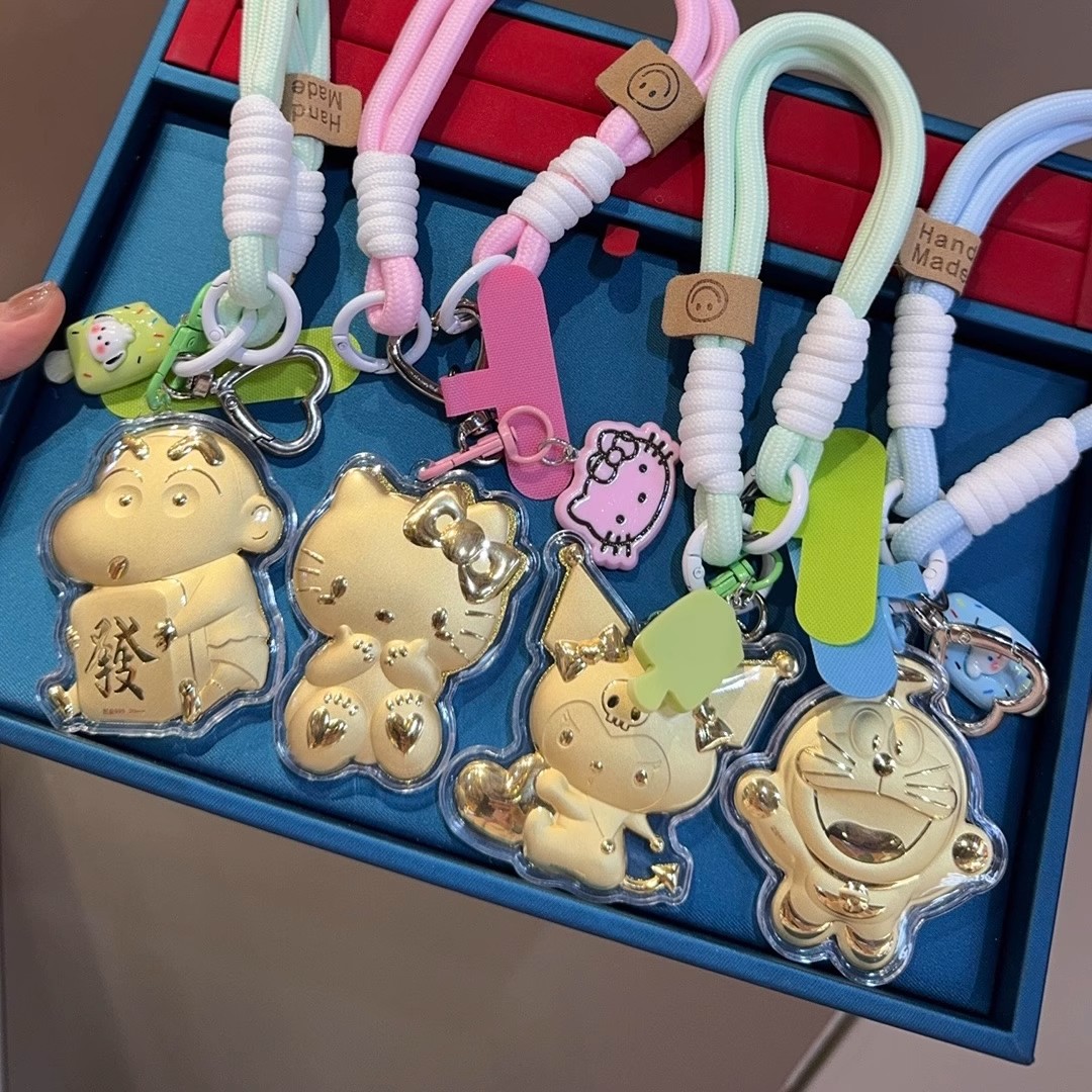 labubu黄金足金钥匙扣手机挂件