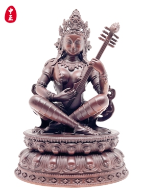 妙音天女12cm中正造像红铜摆件