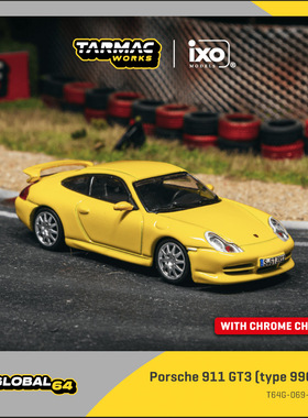 TW 1:64 保时捷Porsche 911 GT3 (type 996) 黄色合金汽车模型