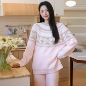 新款 费岛慵懒风半边绒睡衣少女2026加厚保暖珊瑚绒家居服0128z