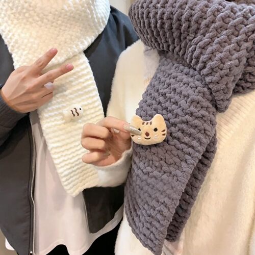 【秋天的条围巾】手工DIY小猫小鱼手工材料包送男女朋友礼物