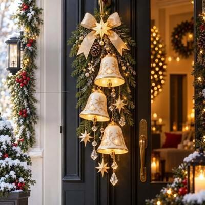 铃铛门挂灯光圣诞节门装饰小夜灯跨境Illuminated Christmas Door