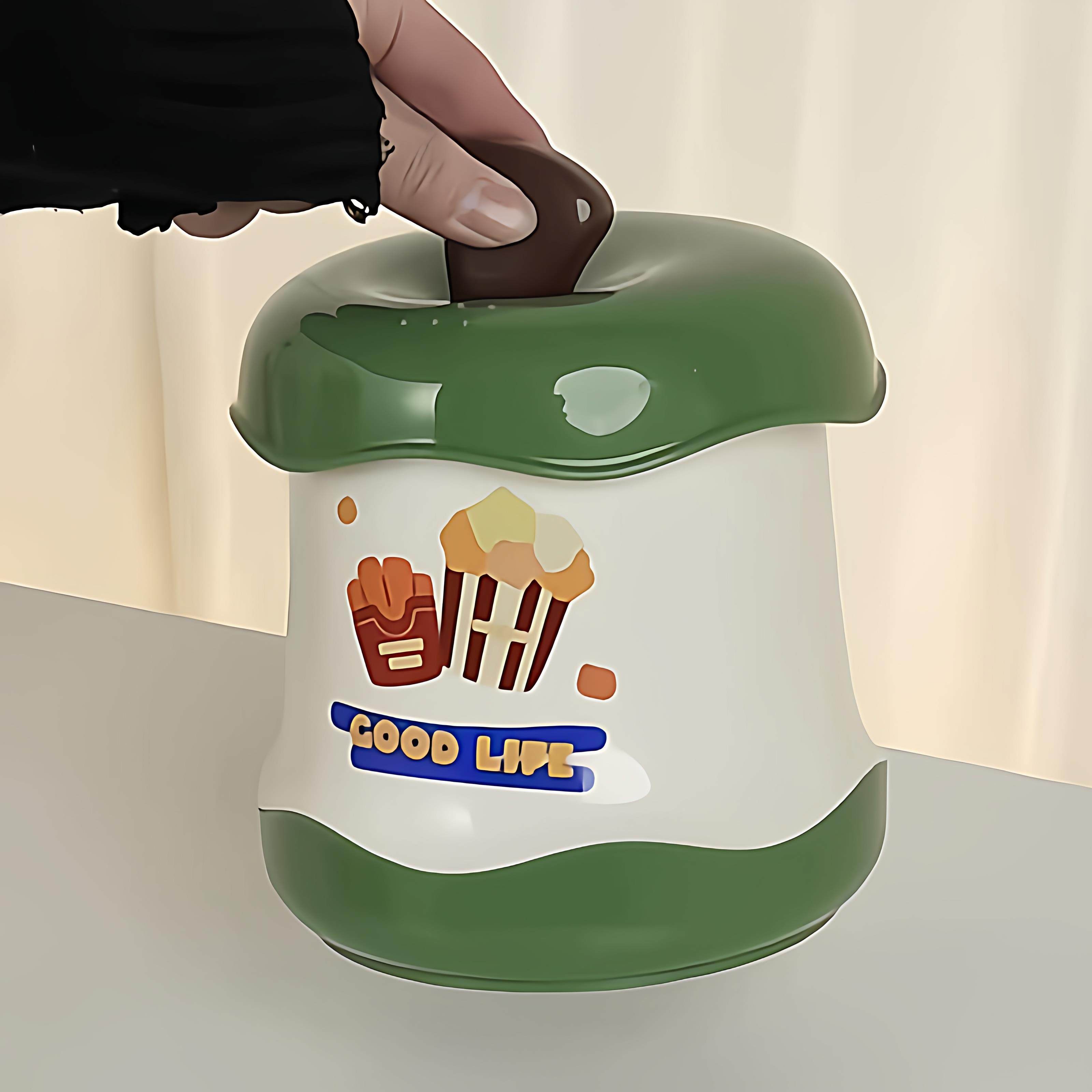 私藏的家用好物苹果核垃圾桶家用带盖防异味多功能桌面收纳杂物桶