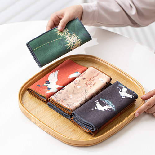 国风双面吸水茶巾加厚高档茶具毛巾茶几茶桌布禅意抹布垫茶台配件