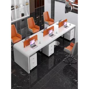 简约现代员工位多人办公桌4.6.8人屏风位烤漆工作位办公桌椅组合