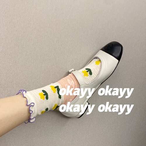 设计感卡通少女花边网眼透气棉袜