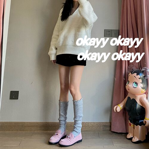 镂空小腿袜奶白灰色堆堆袜保暖显瘦老钱风复古针织文艺少女百搭袜