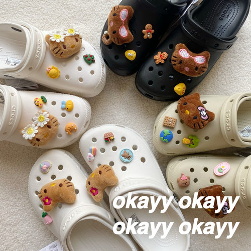 黑皮kitty鞋花毛绒可拆卸