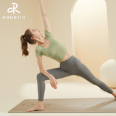 瑜伽服女短袖 训练速干衣普拉提夏 上衣带胸垫运动健身服高级感套装