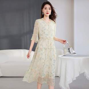 聲雨竹桑蠶絲連衣裙女款 2025新款 媽媽裝 刺繡顯瘦國(guó)際大牌真絲 夏季