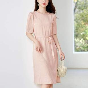 聲雨竹杭州真絲連衣裙夏季 小個子媽媽氣質高端桑蠶絲裙子 2024新品
