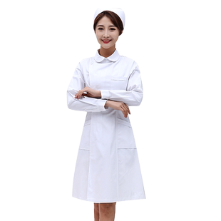 白大褂长袖医生服学生女短袖药店医师用工作服上下领实验室护士服