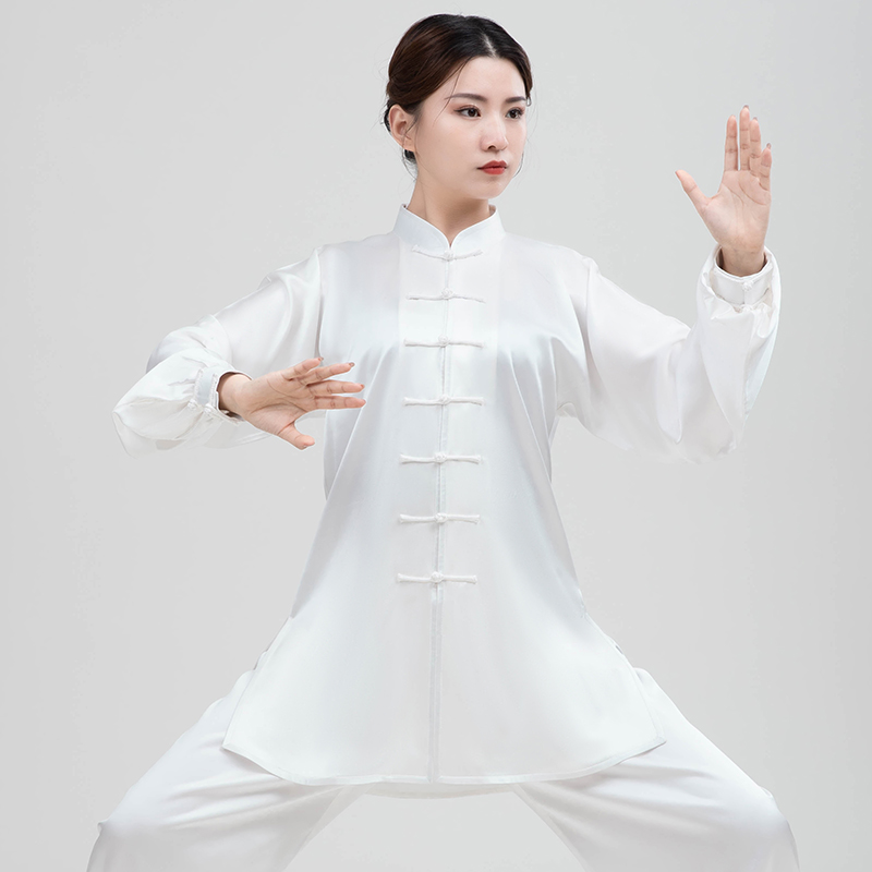 姆米真丝太极服表演服薄款飘逸武术练功演出套装男女桑蚕丝四季款