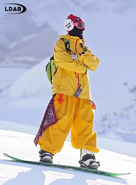 LDAB滑雪裤子女款2025新款冬季单板防寒防风加厚防水多巴胺裤子男