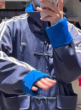LDAB蓝色新中式外套男款2025春季新款高级感设计感撞色宽松上衣