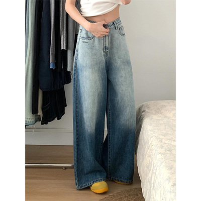 LDAB渐变蓝牛仔裤女2025春