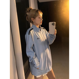 临典蓝色绝美羽毛球服外套女2025秋季新款运动宽松休闲训练大赛服