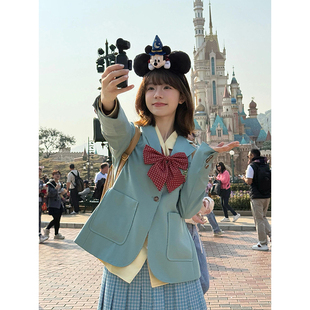 LDAB青绿色西装外套女2025春秋季新款日系jk制服学院风小个子西服