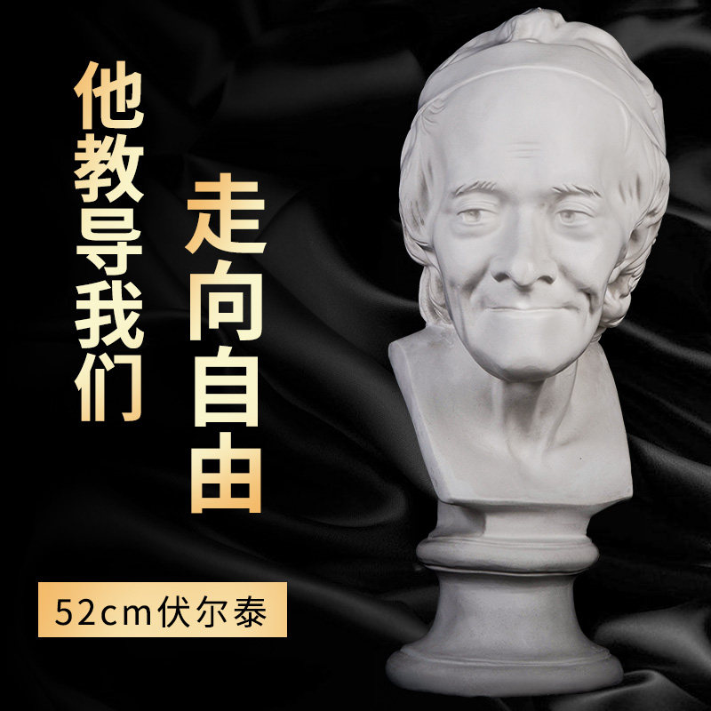 伏尔泰石膏头像52cm美术生素描写生专用教具静物素描雕塑雕像模型模具