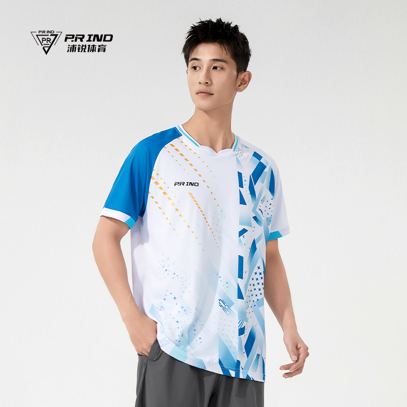 浦锐明星羽毛球服大赛服速干短袖球衣文化衫运动上衣男女款透气