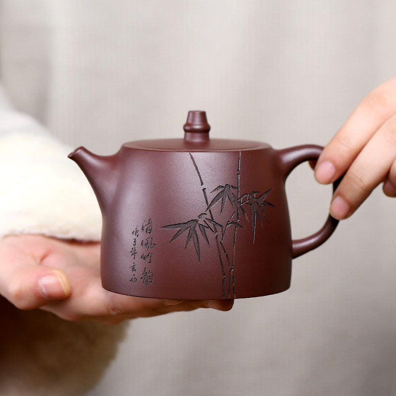 老紫泥宜兴紫砂壶原矿家用手把壶对嘴喝茶纯手工功夫茶具正宗茶壶
