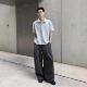子通勤穿搭直筒阔腿裤 深灰色打褶字西裤 老钱风弯刀裤 夏薄款 男款