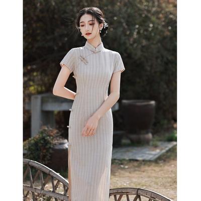 夏季新款少女棉旗袍小个子 高级感民国旗袍长款改良连衣裙6290