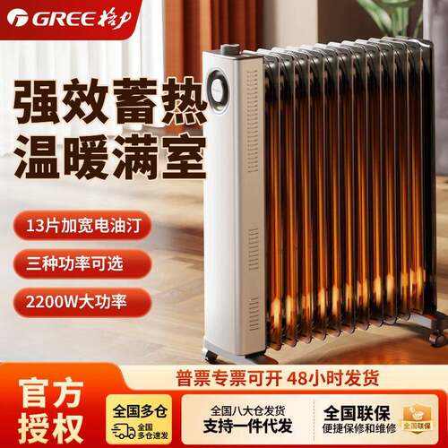 格.力电暖器电热油汀取暖器蓄热温暖满室NDY23-X6022黑+白色